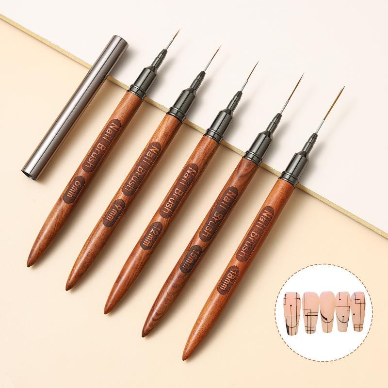 Nail Art Brush Set - Nagelkunstborstelset met houten handvat, 1/4/5 stuks,