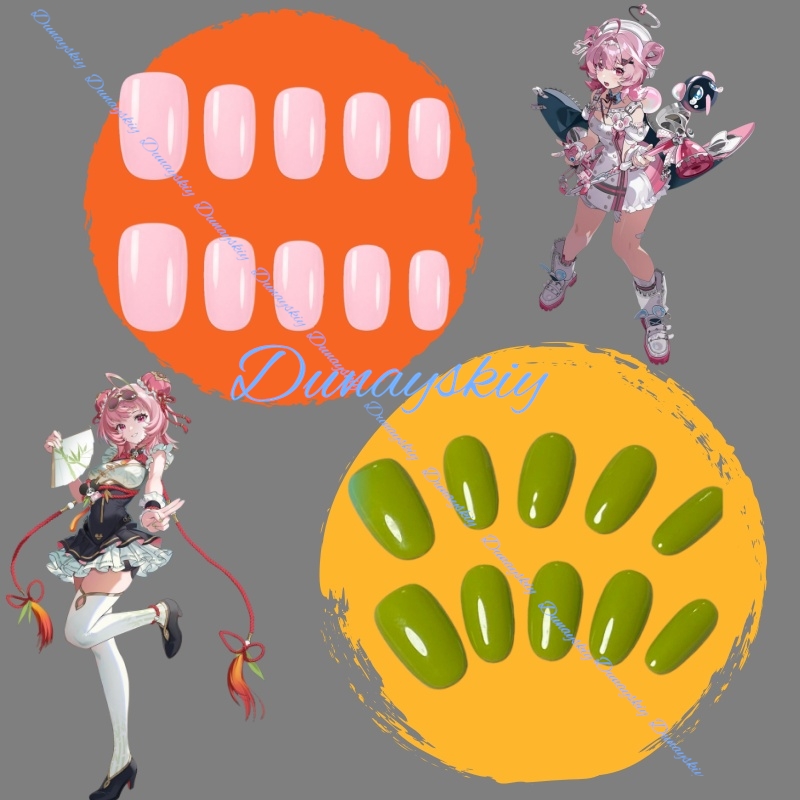 Press On Nail Set - Roze handgemaakte Chiz cosplay prop nagels