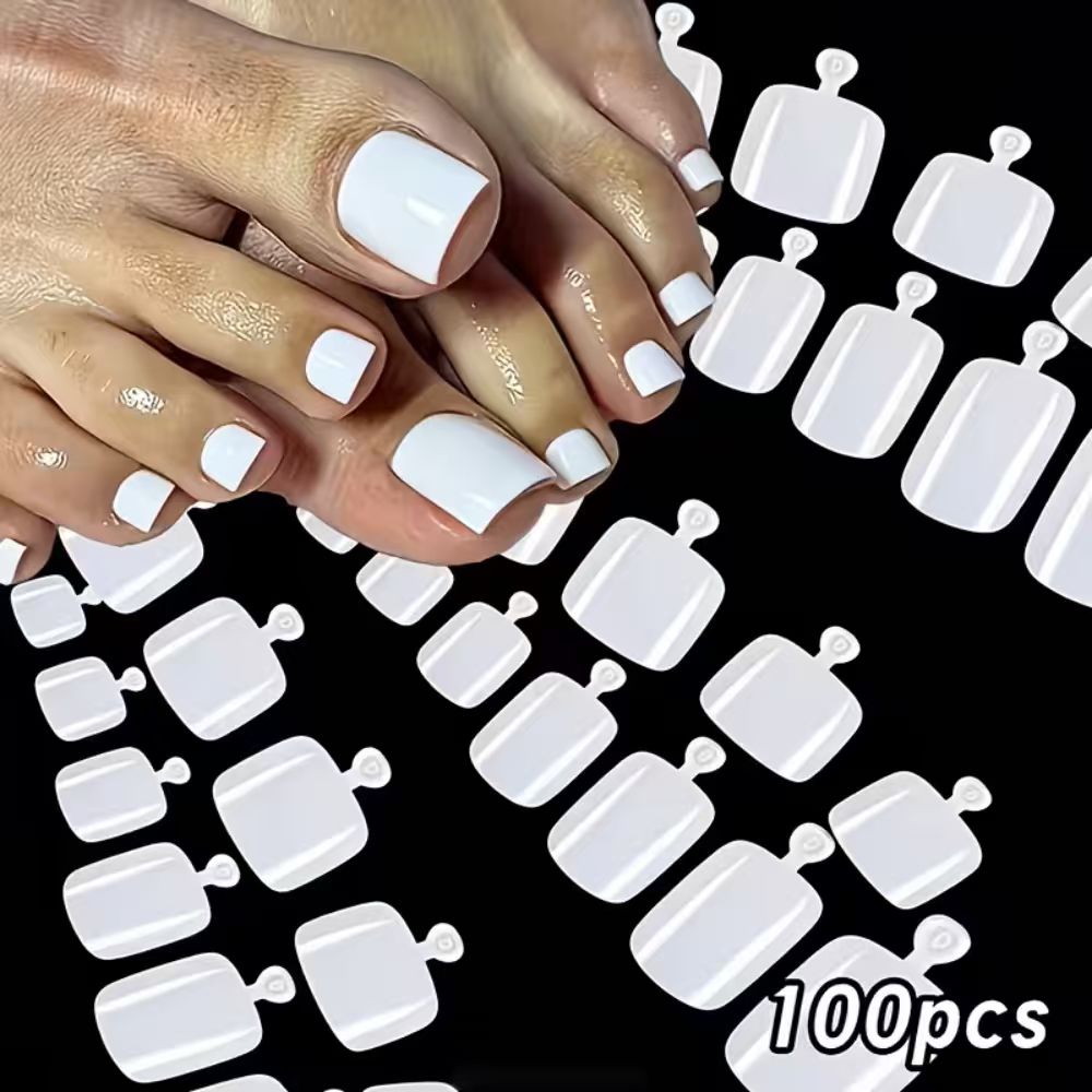 Press On Nail Set - 100 stuks/doos Franse Tip Press-On Teennagels
