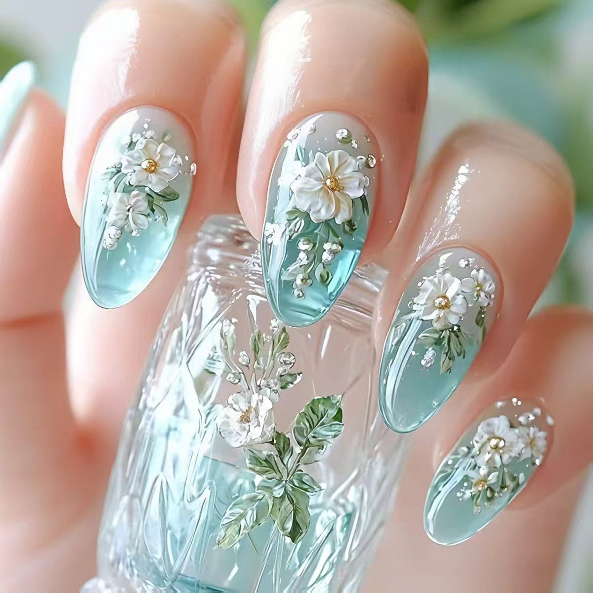 Nail Art Flower - Medium nepnagels voor dames en meisjes,