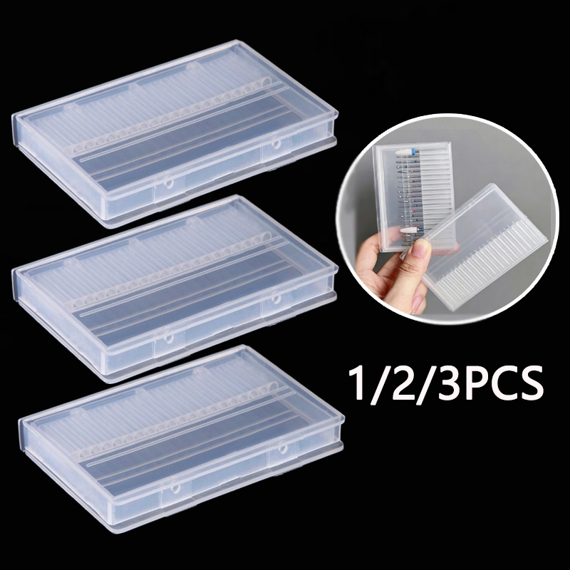 Nail Art Kaki - 1/2/3PCS 20 Slots Clear Nail Boor