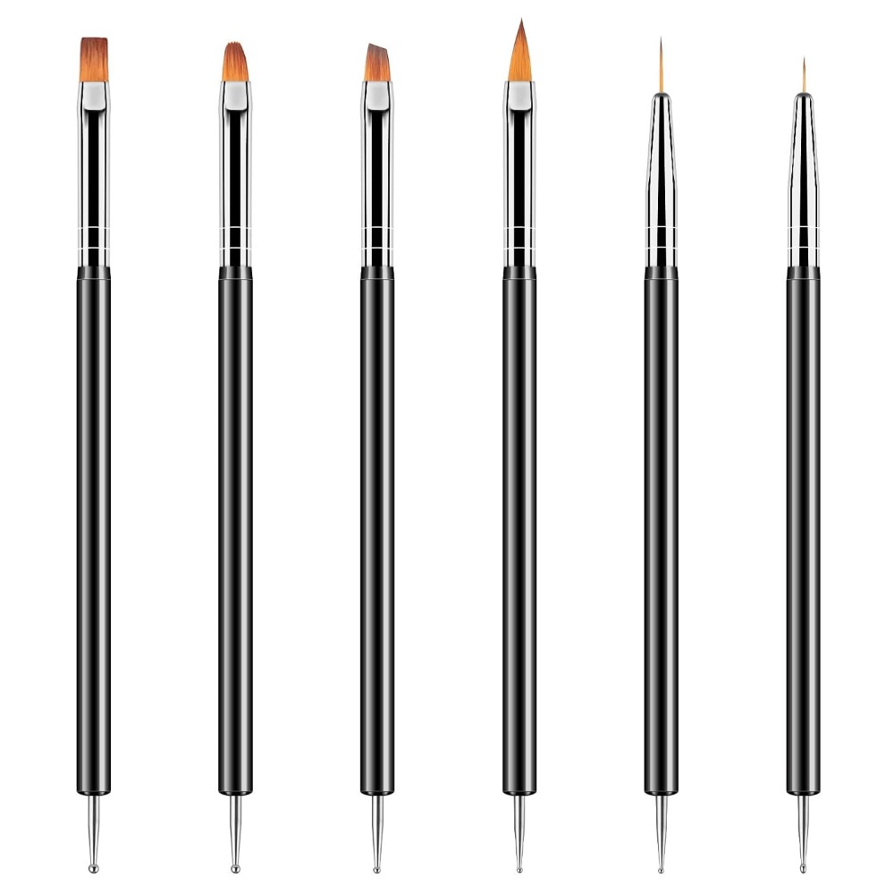 Nail Art Brush Set - Dubbelzijdige nagelkunst stippenhulpmiddelen 6-delige set met