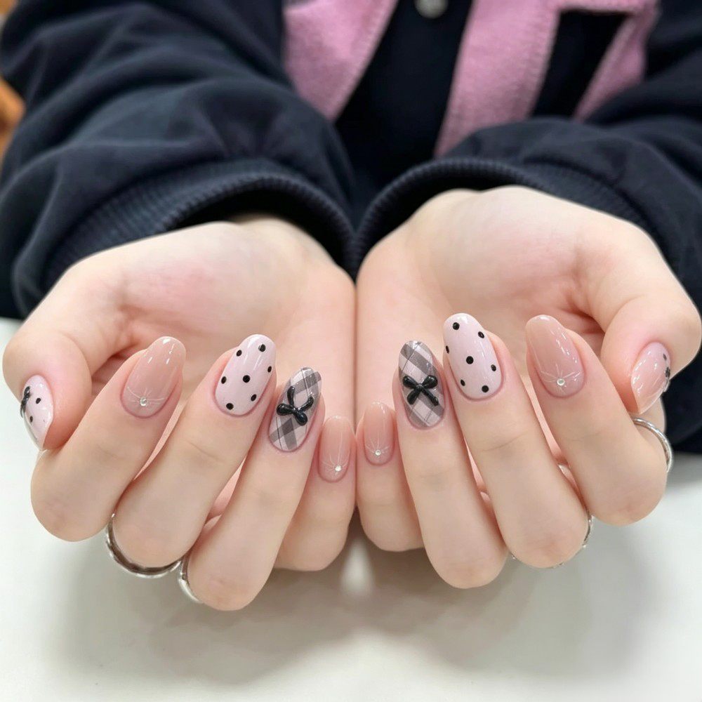 24 stuks Franse geruite bonenp - Press On Nail Set recensie en prijs