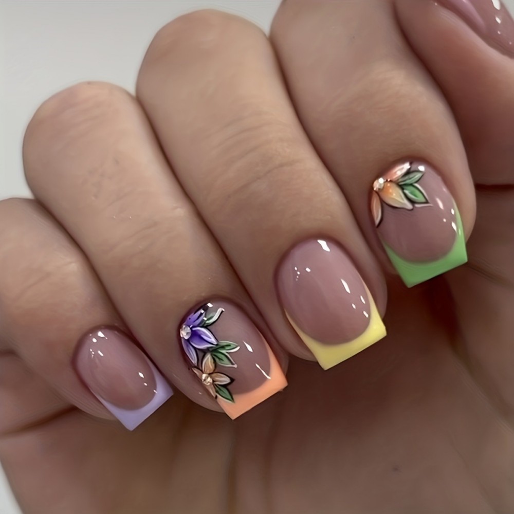 24 stuks roze bloemenprint Fra - Press On Nail Set recensie en prijs