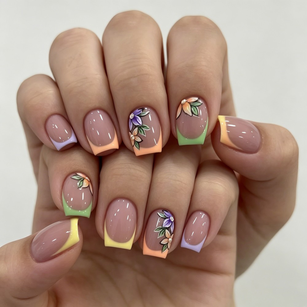 24 stuks roze bloemenprint Fra - Press On Nail Set recensie en prijs
