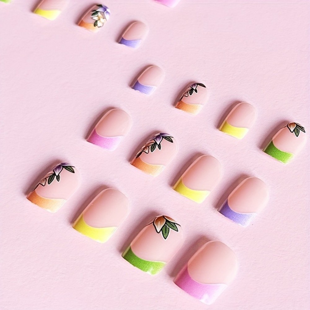24 stuks roze bloemenprint Fra - Press On Nail Set recensie en prijs