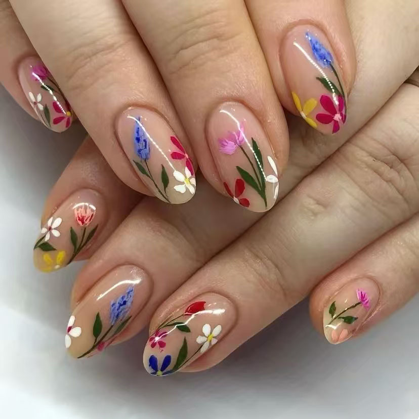 24 stuks eenvoudige amandelnag - Nail Art Flower recensie en prijs