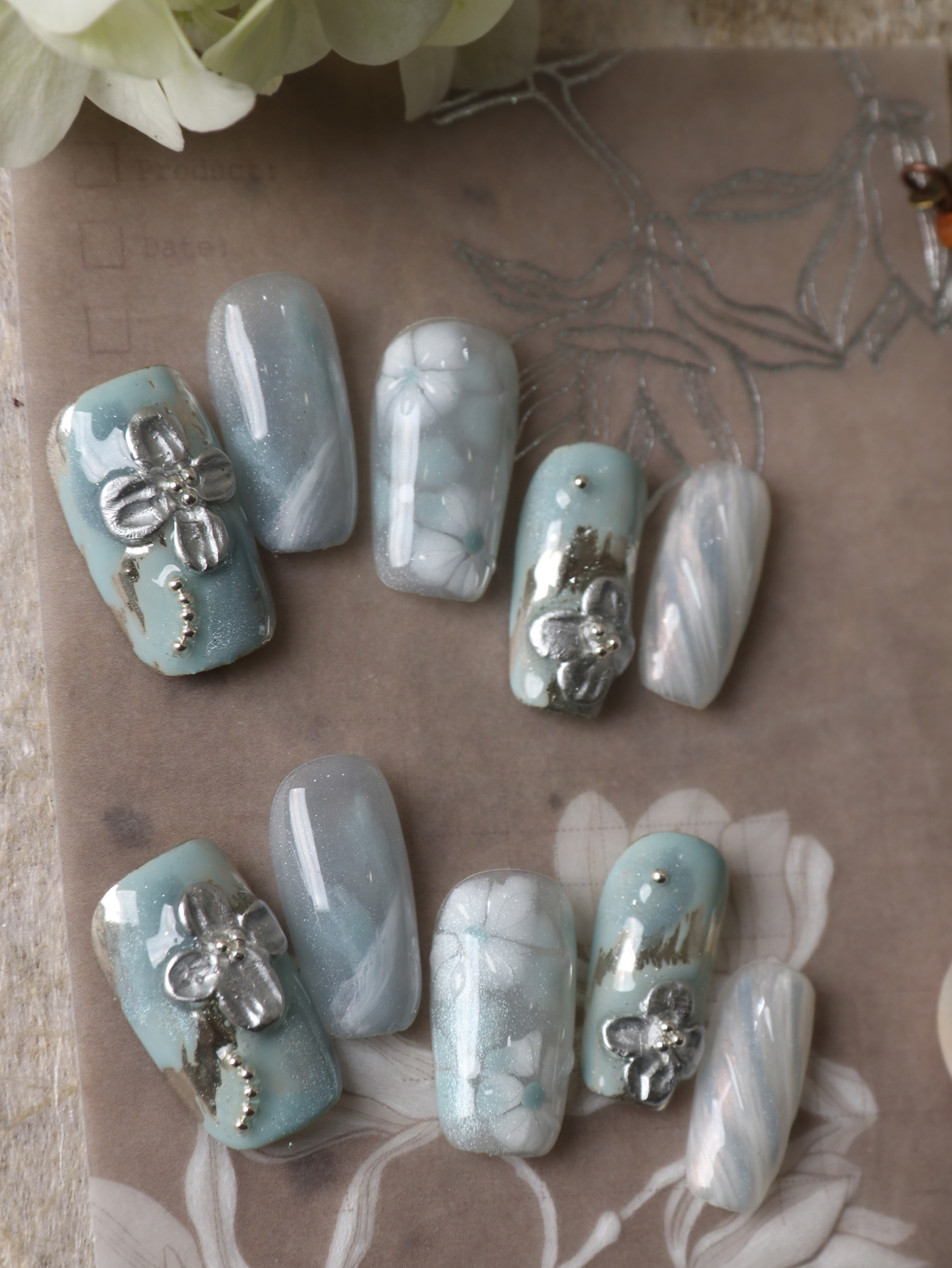 10 stuks opdruknagels blauw wi - Nail Art Flower recensie en prijs