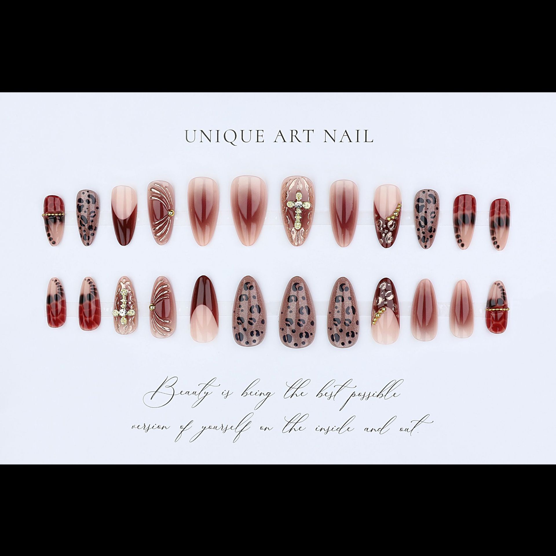 Gradient wijnrood bruine nepna - Press On Nail Set recensie en prijs